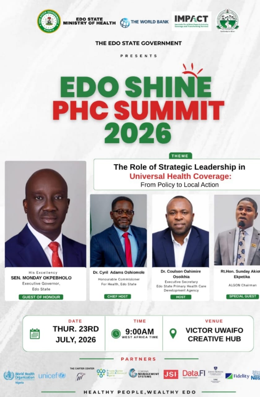 Sunny Ekpeson To Attend Edo SHINE PHC Summit 2026 As Special Guest of Honour