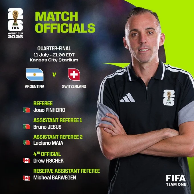 FIFA Appoints Portuguese Officials For Argentina vs Switzerland Quarter-Final